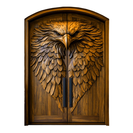 Dravion Sculpted Solid Wood Arched Double Doors Teak - Timberustic Door