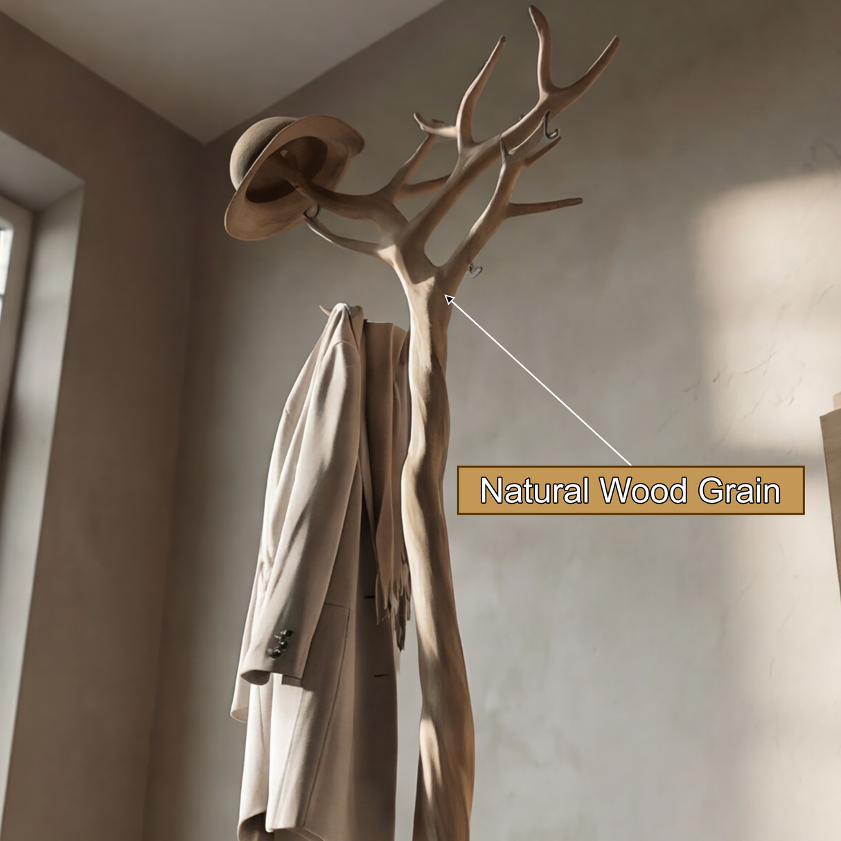 Dravion Sculpted Solid Wood Tree Coat Rack - Timberustic Tree Coat Rack