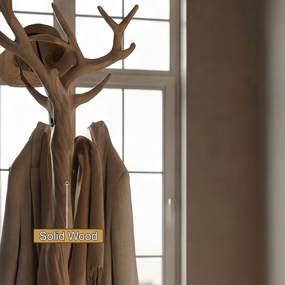 Dravion Sculpted Solid Wood Tree Coat Rack - Timberustic Tree Coat Rack