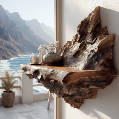 Dravok Handcrafted Solid Wood Mountain Floating Shelf - Timberustic Floating Shelf