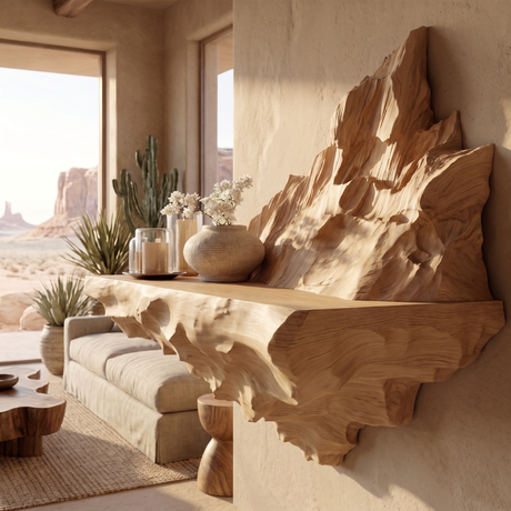 Dravok Handcrafted Solid Wood Mountain Floating Shelf - Timberustic Floating Shelf