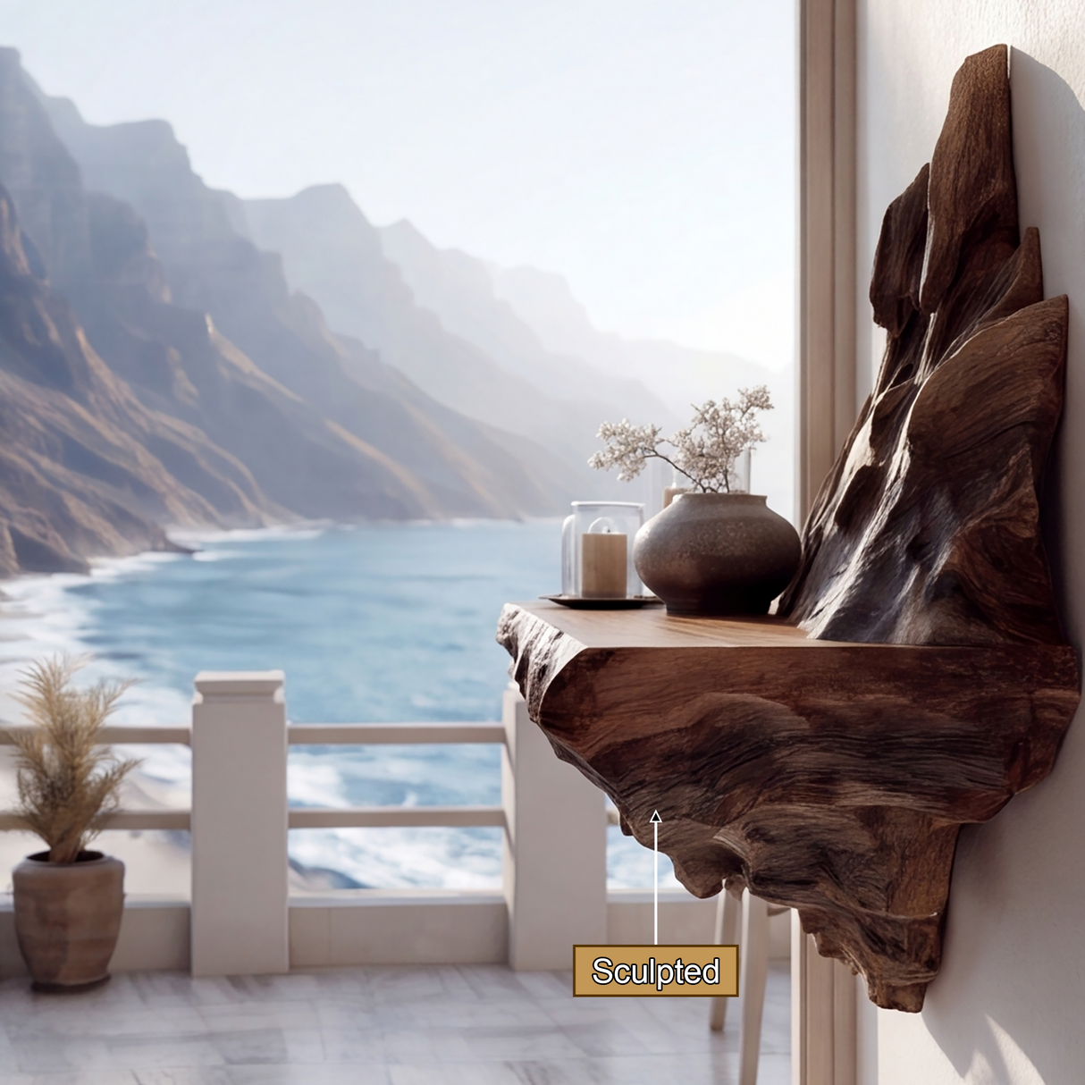 Dravok Handcrafted Solid Wood Mountain Floating Shelf - Timberustic Floating Shelf