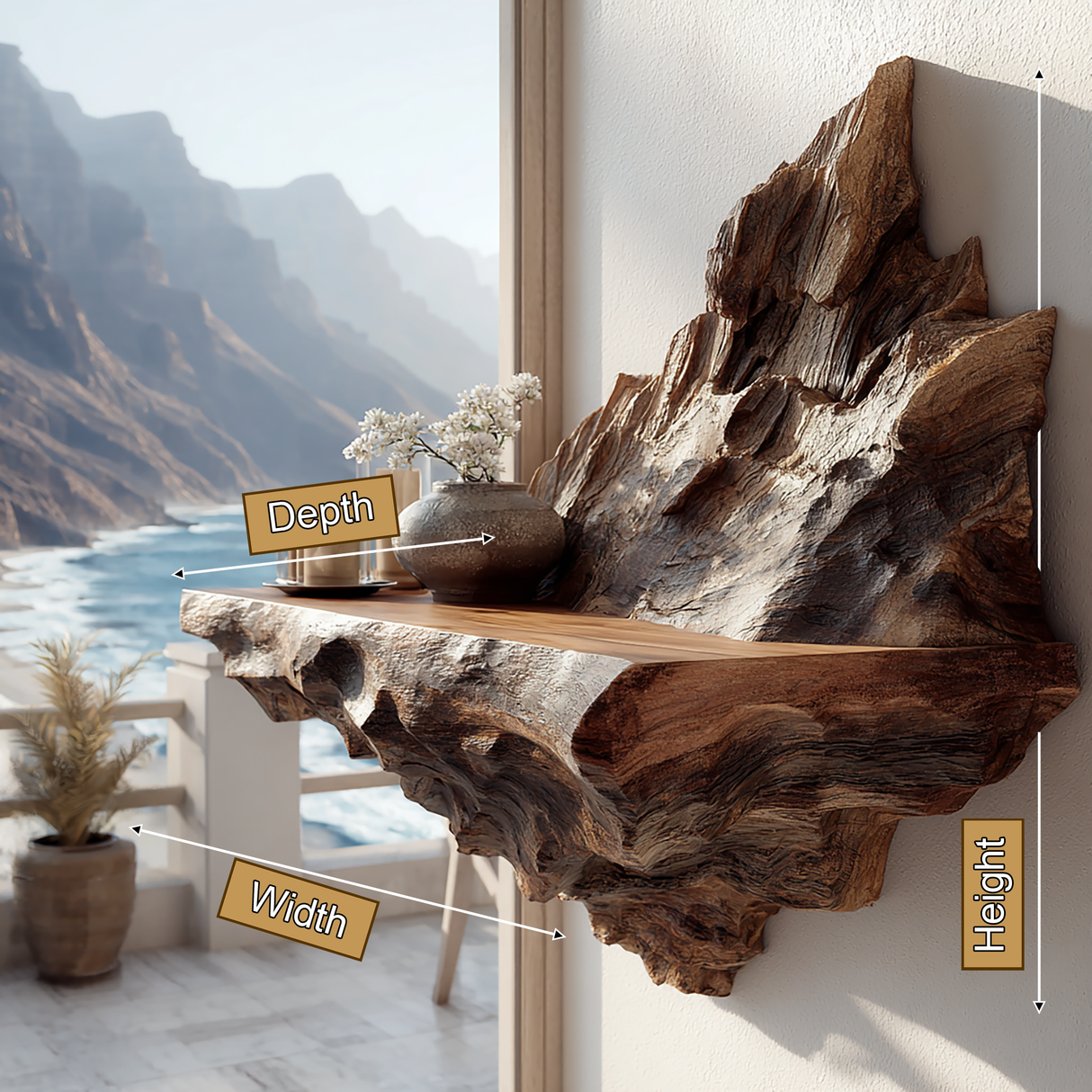 Dravok Handcrafted Solid Wood Mountain Floating Shelf - Timberustic Floating Shelf