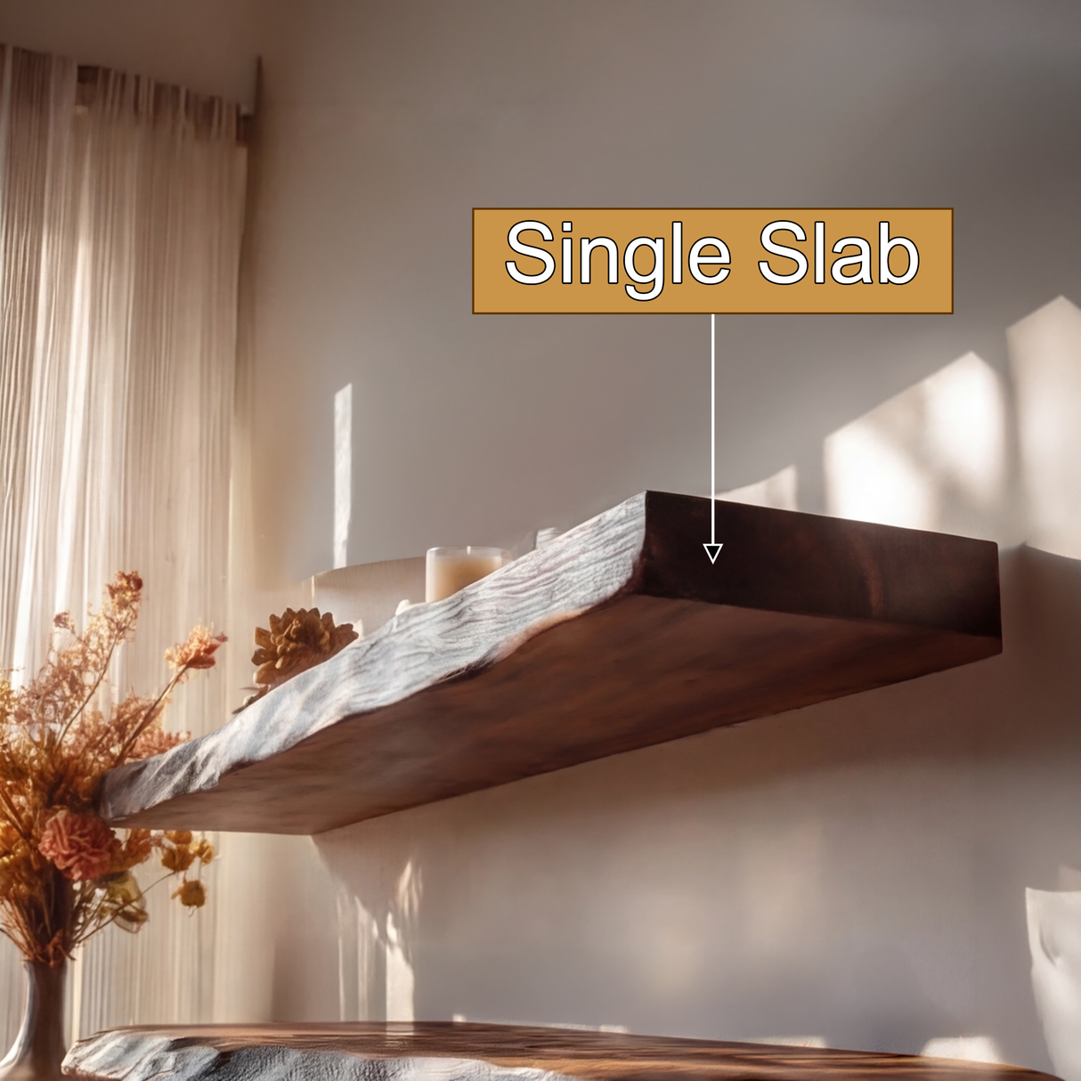 Dravon Live Edge Solid Wood Floating Shelf SPA364642 - Timberustic Floating Shelf
