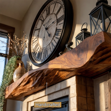 Dravonar Handcrafted Solid Wood Fireplace Mantel Shelf - Timberustic Fireplace Mantel Shelf