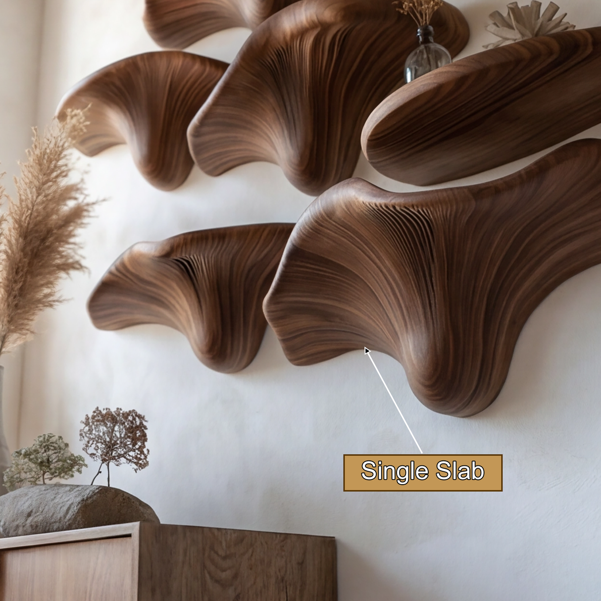 Dravorin Solid Wood Sculpted Mushroom Floating Shelf SPA122266 - Timberustic Floating Shelf