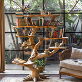 Dravoryn Sculpted Solid Wood Tree Bookshelf - Timberustic Tree Bookshelf
