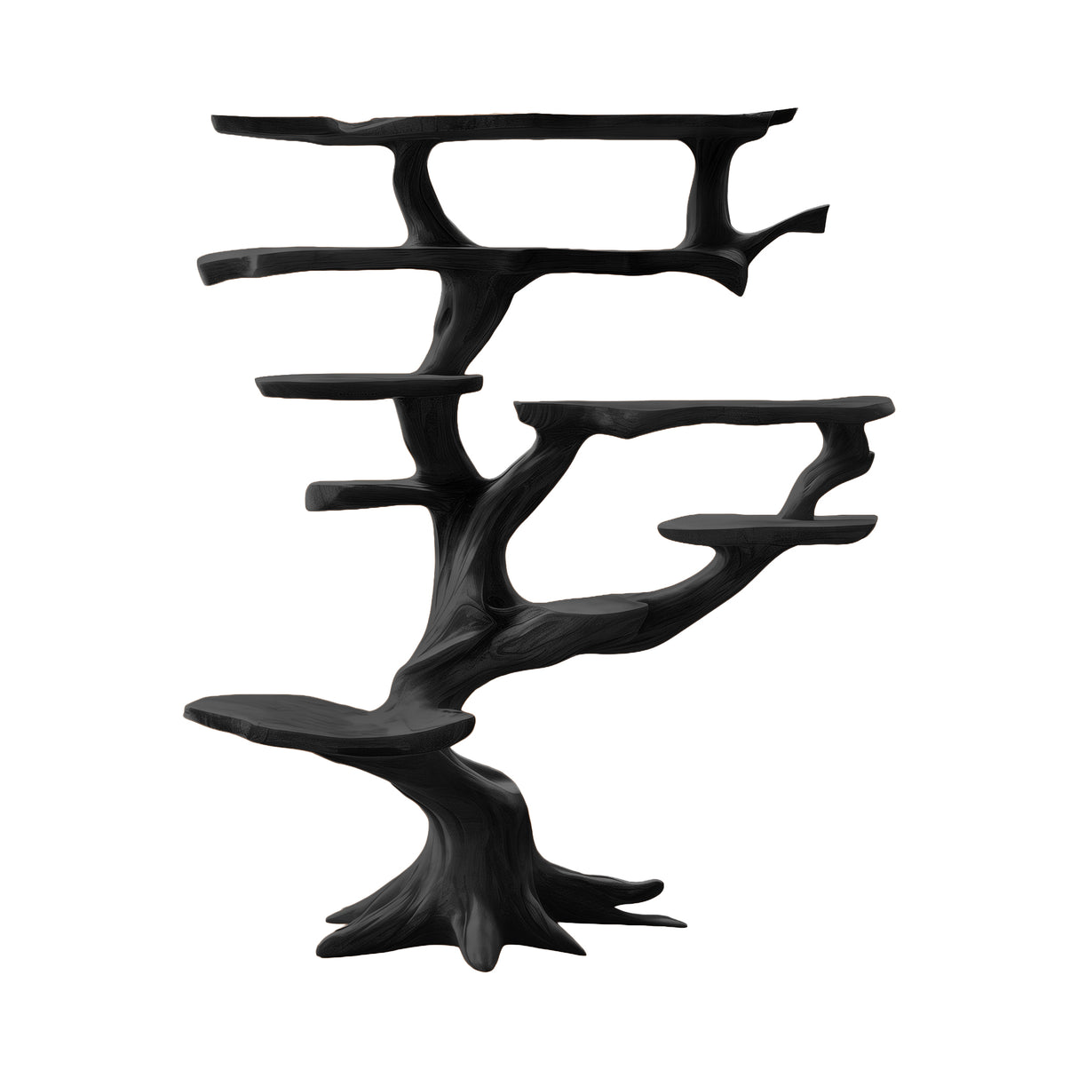 Dravoryn Sculpted Solid Wood Tree Bookshelf Black - Timberustic Tree Bookshelf