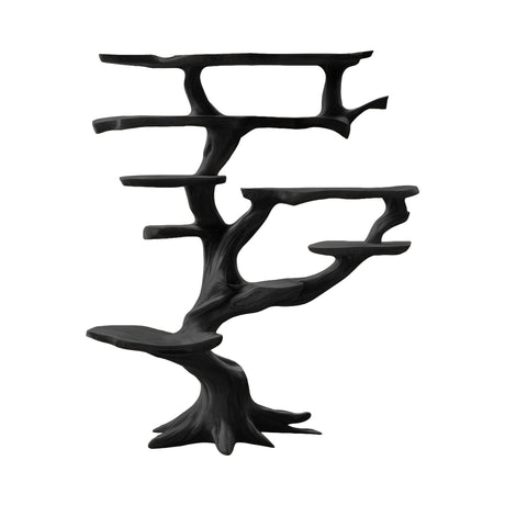 Dravoryn Sculpted Solid Wood Tree Bookshelf Black - Timberustic Tree Bookshelf