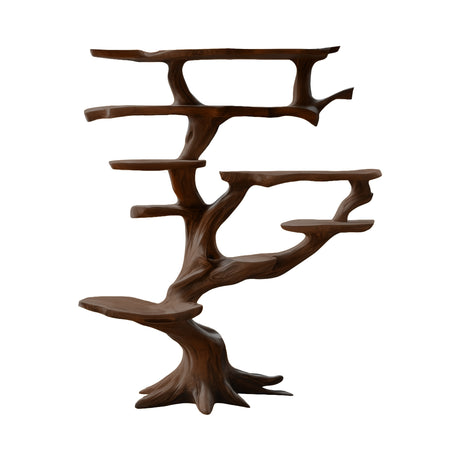 Dravoryn Sculpted Solid Wood Tree Bookshelf Dark Walnut - Timberustic Tree Bookshelf