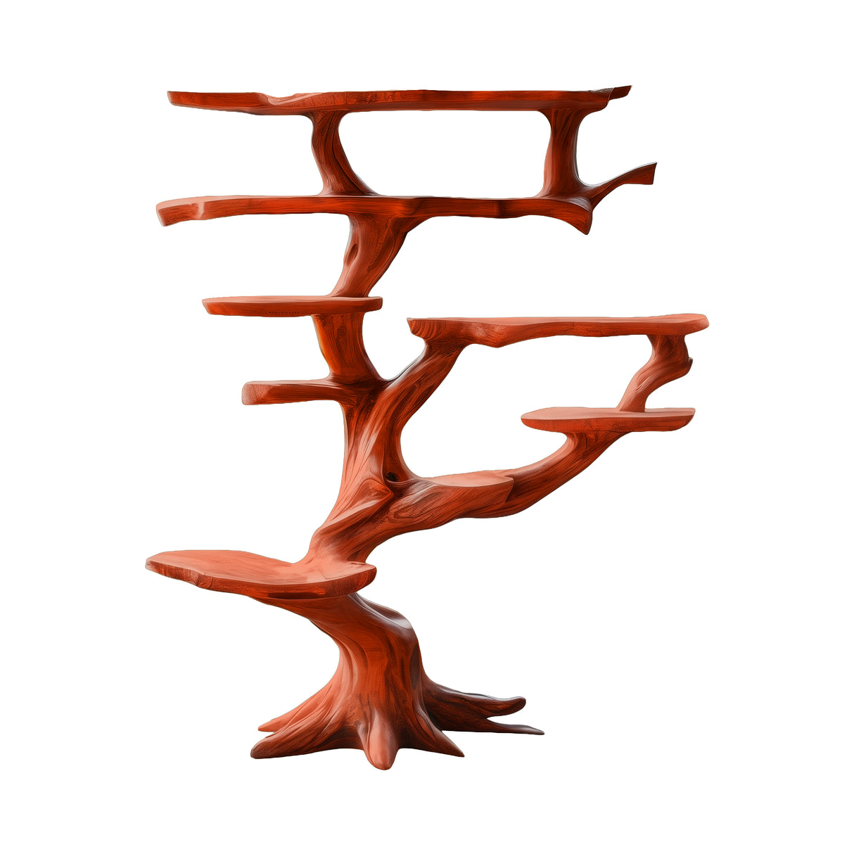 Dravoryn Sculpted Solid Wood Tree Bookshelf Mahogany - Timberustic Tree Bookshelf