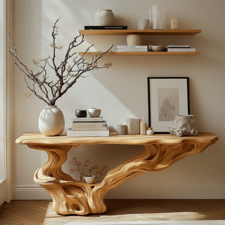 Dravyn Sculpted Solid Wood Console Table - Timberustic Console Table