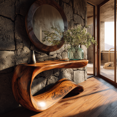 Drenovar Sculpted Solid Wood Console Table - Timberustic Console Table
