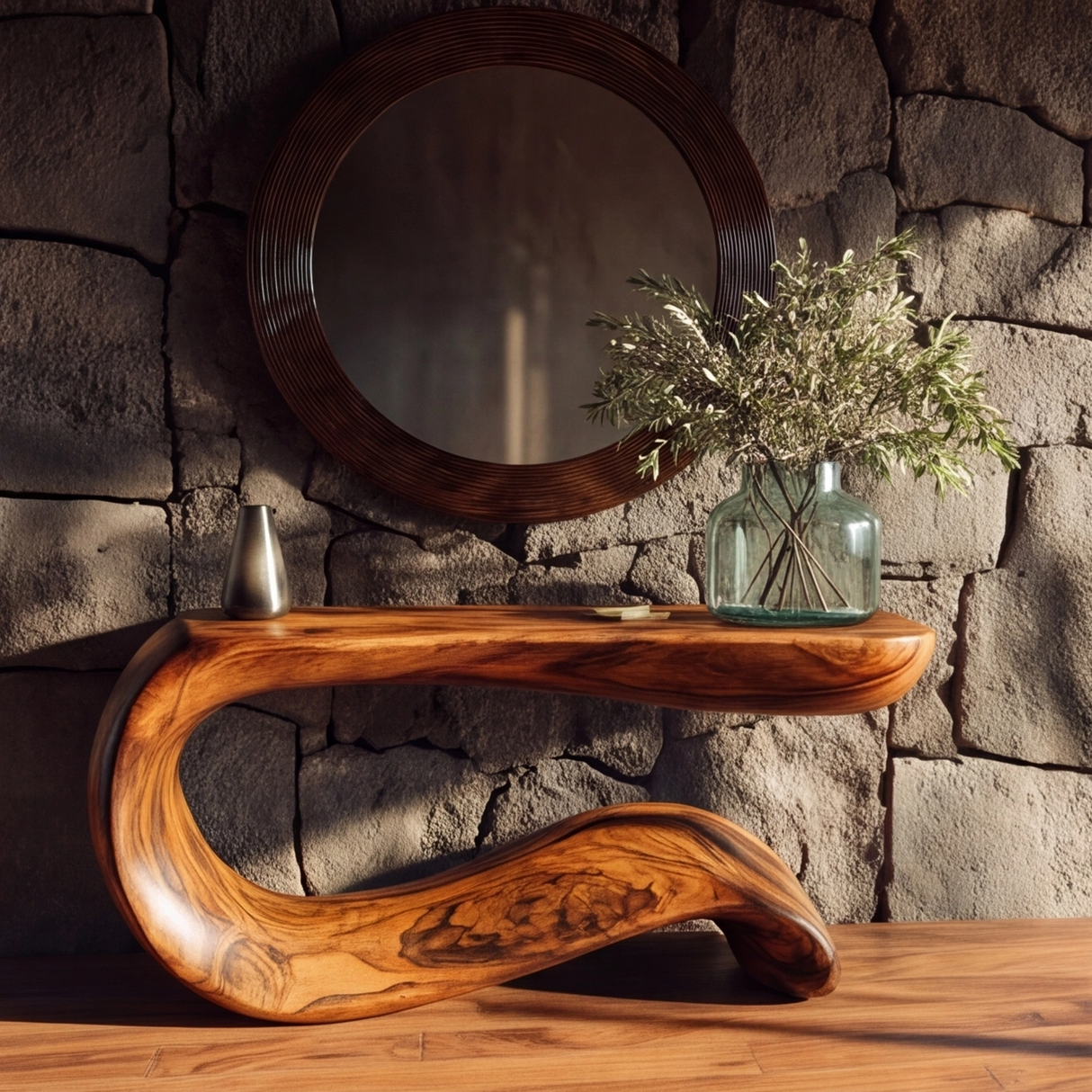 Drenovar Sculpted Solid Wood Console Table - Timberustic Console Table