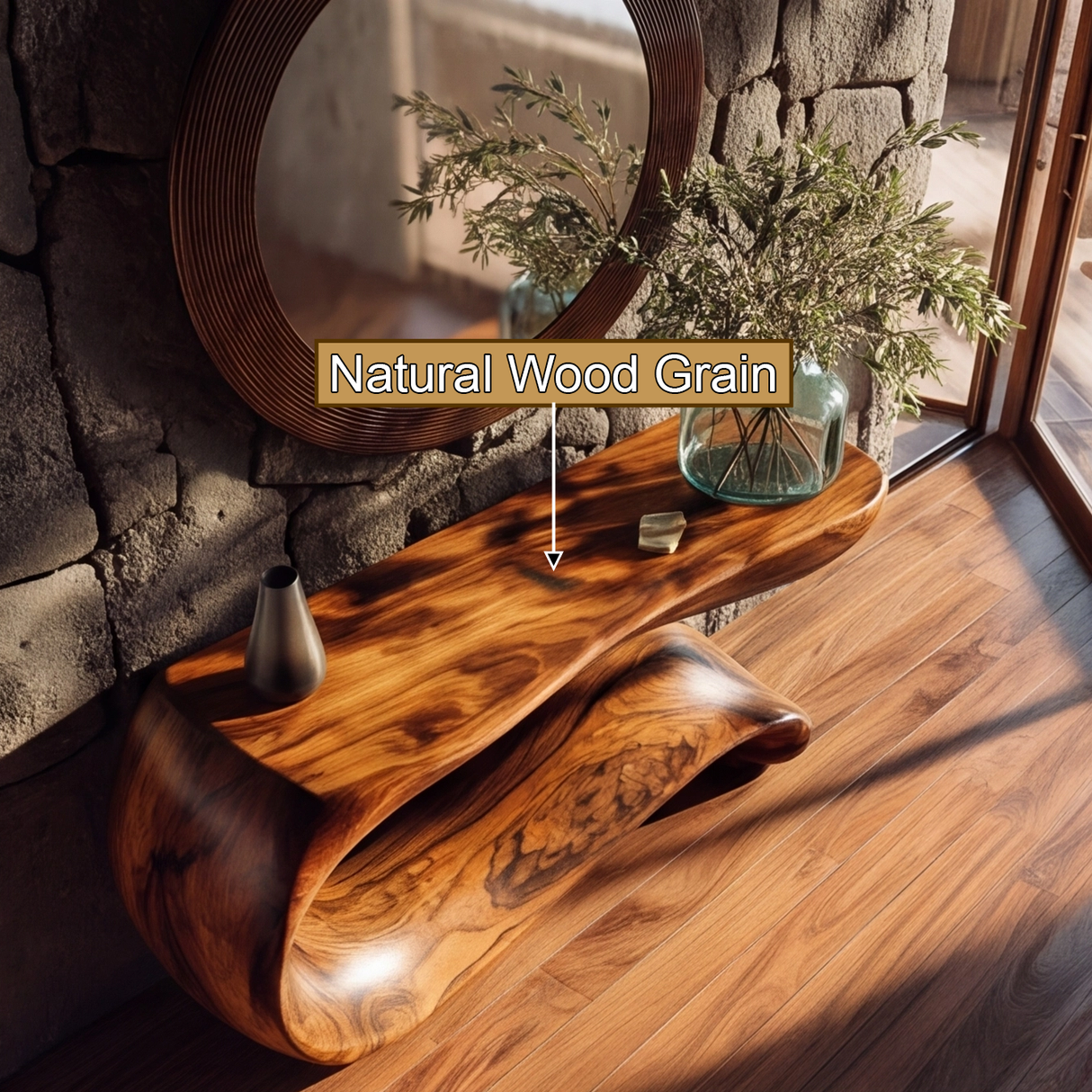 Drenovar Sculpted Solid Wood Console Table - Timberustic Console Table