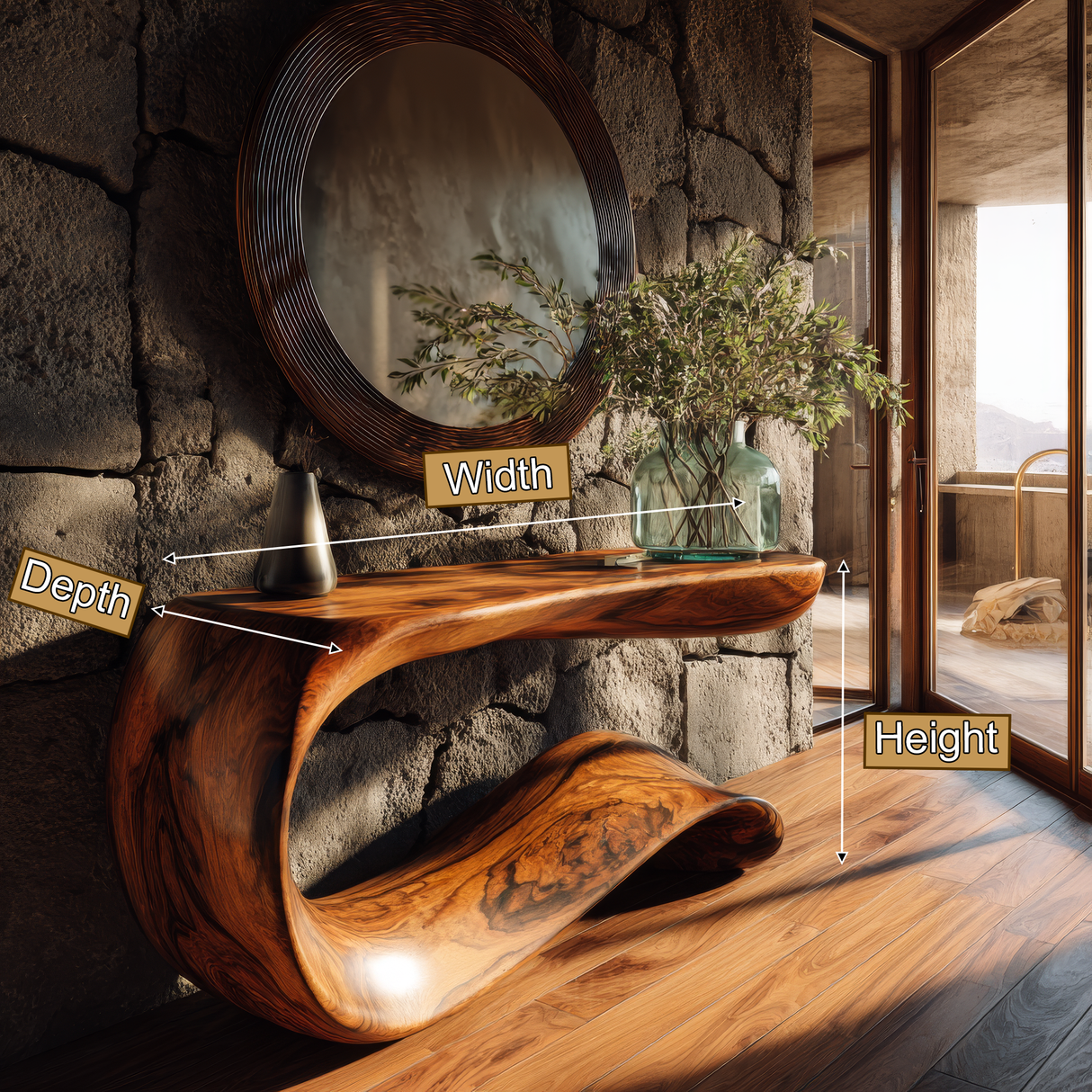 Drenovar Sculpted Solid Wood Console Table - Timberustic Console Table