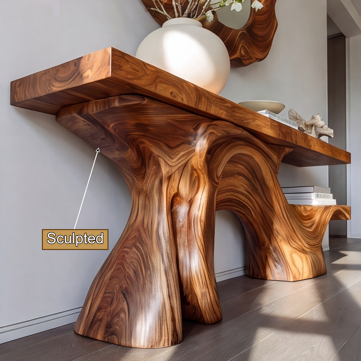 Arboryn Sculpted Solid Wood Console Table - Timberustic Console Table