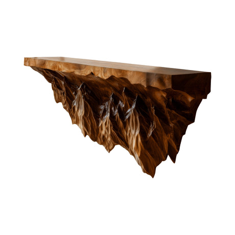 Drevano Sculpted Solid Wood Mountain Floating Shelf Brown - Timberustic Floating Shelf