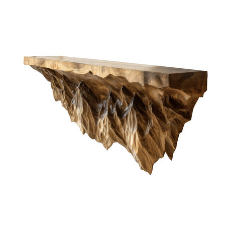 Drevano Sculpted Solid Wood Mountain Floating Shelf Natural Oak - Timberustic Floating Shelf