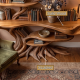 Drevanor Sculpted Solid Wood Console Table with Shelves - Timberustic Console Table with Shelves