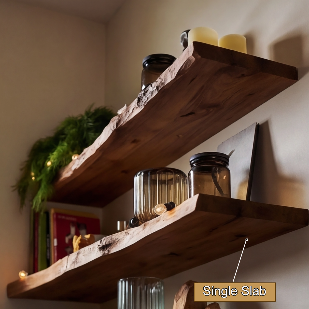 Drevon Live Edge Solid Wood Floating Shelf SPA214865 - Timberustic Floating Shelf