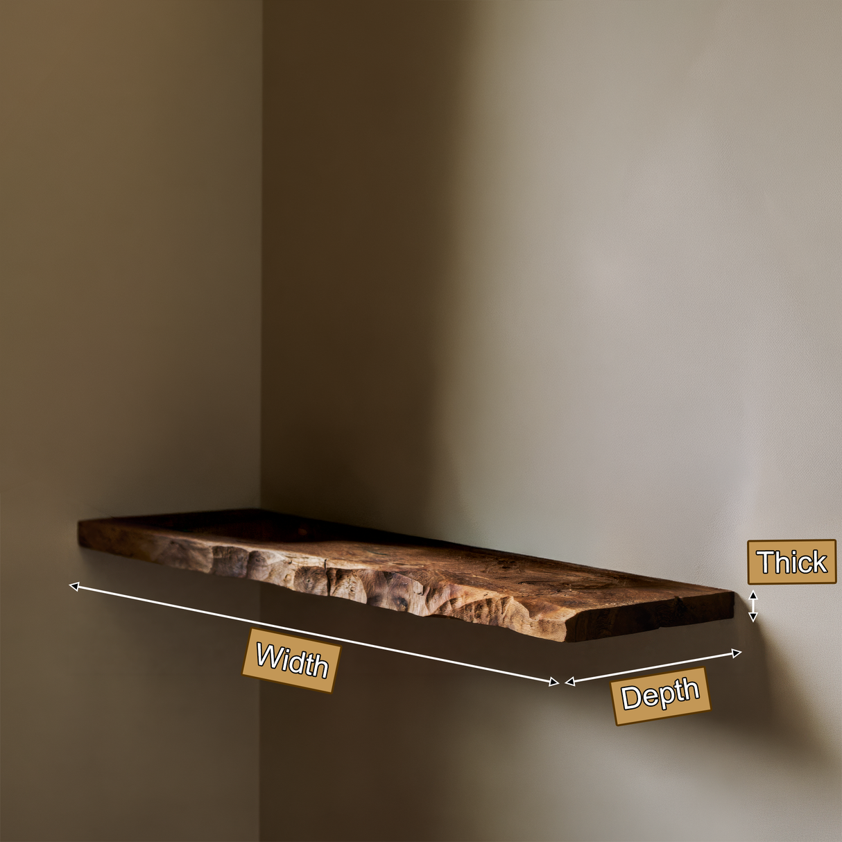 Drevon Live Edge Solid Wood Floating Shelf SPA214865 - Timberustic Floating Shelf