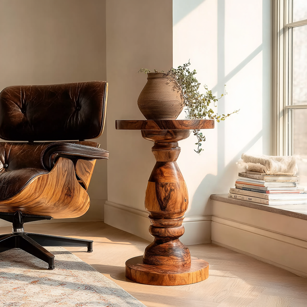 Drevonar Handcrafted Solid Wood Pedestal Stand - Timberustic Pedestal Stand