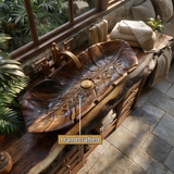 Driftara Handcrafted Solid Wood Leaf Vessel Sink - Timberustic Vessel Sinks