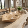 Driftara Handcrafted Solid Wood Leaf Vessel Sink Natural Oak - Timberustic Vessel Sinks