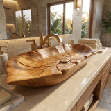 Driftara Handcrafted Solid Wood Leaf Vessel Sink Teak - Timberustic Vessel Sinks