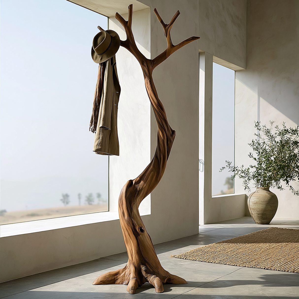 Driftbark Handcrafted Sculpted Solid Wood Tree Coat Rack