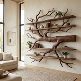 Driftbark Handcrafted Solid Wood Floating Tree Bookshelf