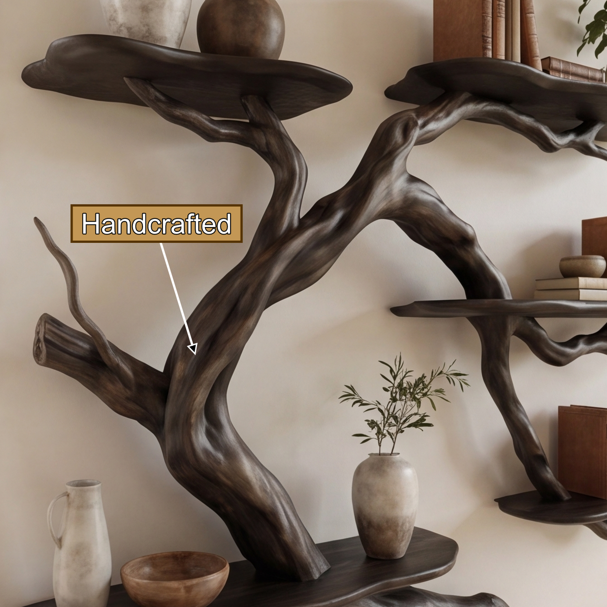 Driftbranch Handcrafted Solid Wood Floating Tree Bookshelf