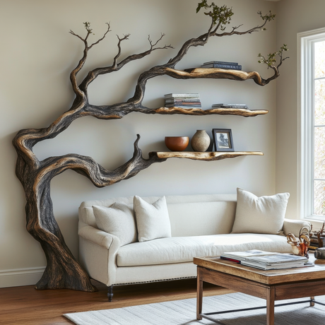 Driftgrove Handcrafted Solid Wood Tree Bookshelf - Timberustic Tree Bookshelf