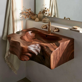 Drifthewn Handcrafted Live Edge Solid Wood Floating Bathroom Vanity with Drawers