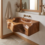 Drifthewn Handcrafted Live Edge Solid Wood Floating Bathroom Vanity with Drawers
