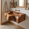 Drifthewn Handcrafted Live Edge Solid Wood Floating Bathroom Vanity with Drawers