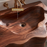Drifthewn Handcrafted Live Edge Solid Wood Floating Bathroom Vanity with Drawers