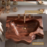 Drifthewn Handcrafted Live Edge Solid Wood Floating Bathroom Vanity with Drawers