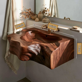 Drifthewn Handcrafted Live Edge Solid Wood Floating Bathroom Vanity with Drawers