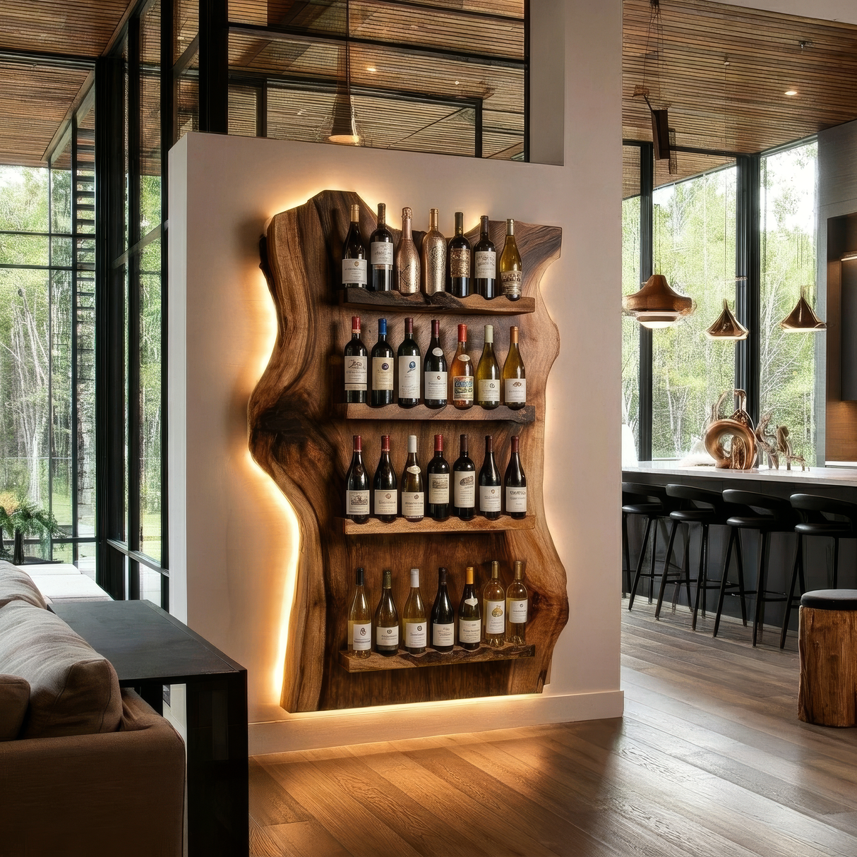 Driftmoor Handcrafted Solid Wood Floating Wine Rack