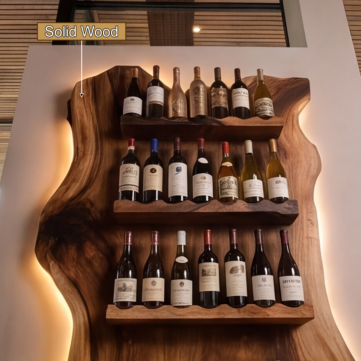 Driftmoor Handcrafted Solid Wood Floating Wine Rack