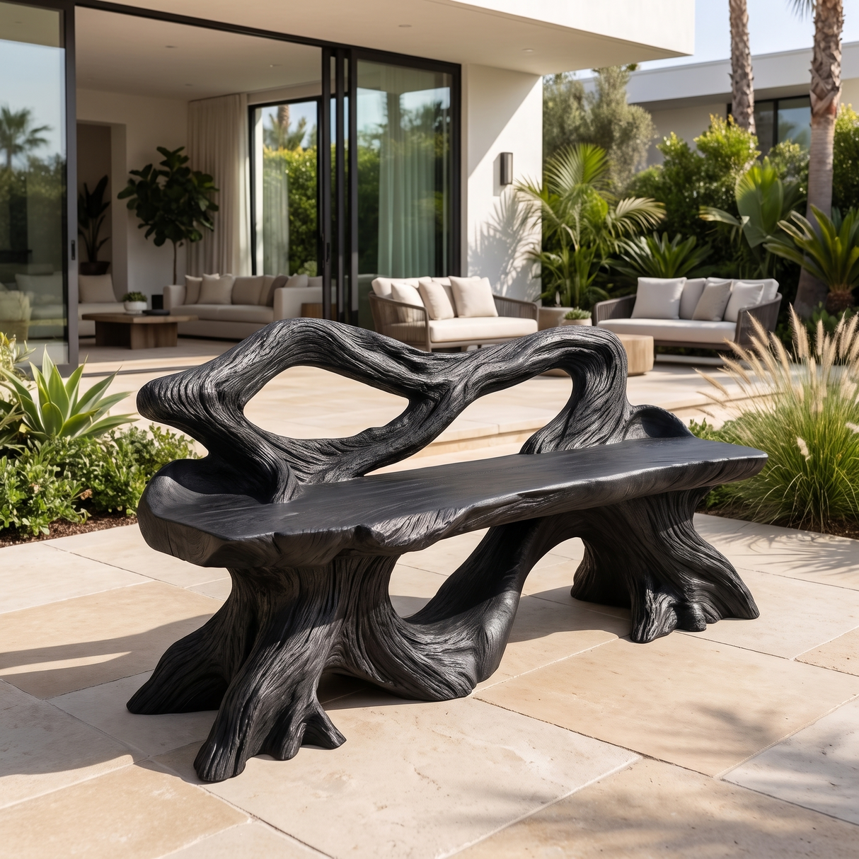 Driftmoor Sculpted Solid Wood Outdoor Bench Black - Timberustic Bench
