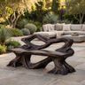 Driftmoor Sculpted Solid Wood Outdoor Bench Dark Walnut - Timberustic Bench