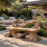 Driftmoor Sculpted Solid Wood Outdoor Bench Natural Oak - Timberustic Bench