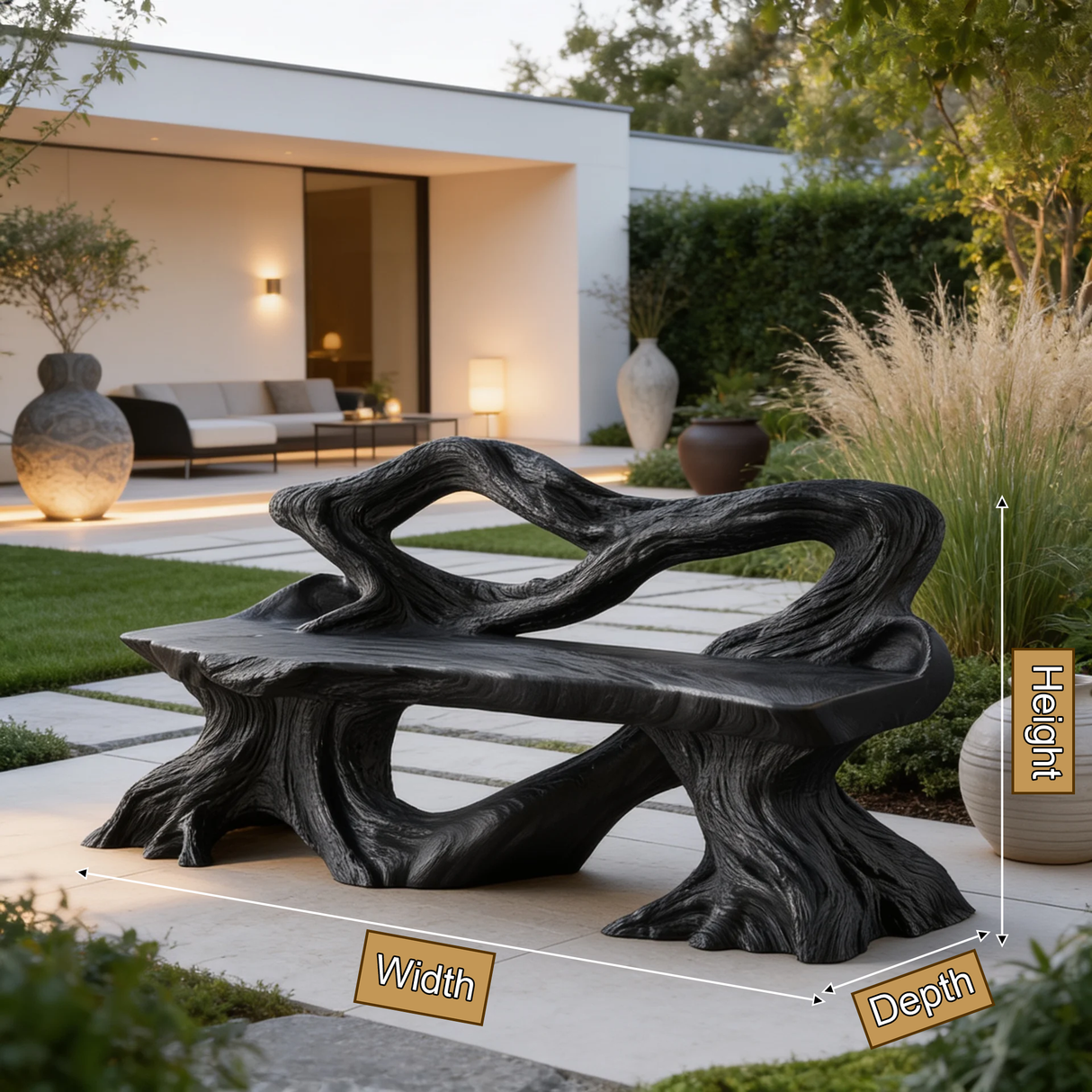 Driftmoor Sculpted Solid Wood Outdoor Bench - Timberustic Bench