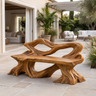 Driftmoor Sculpted Solid Wood Outdoor Bench Teak - Timberustic Bench