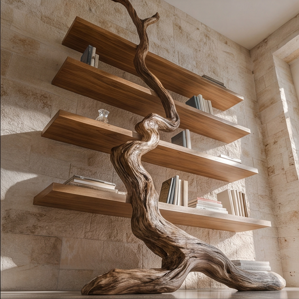 Driftroot Handcrafted Solid Wood Tree Bookshelf - Timberustic Tree Bookshelf
