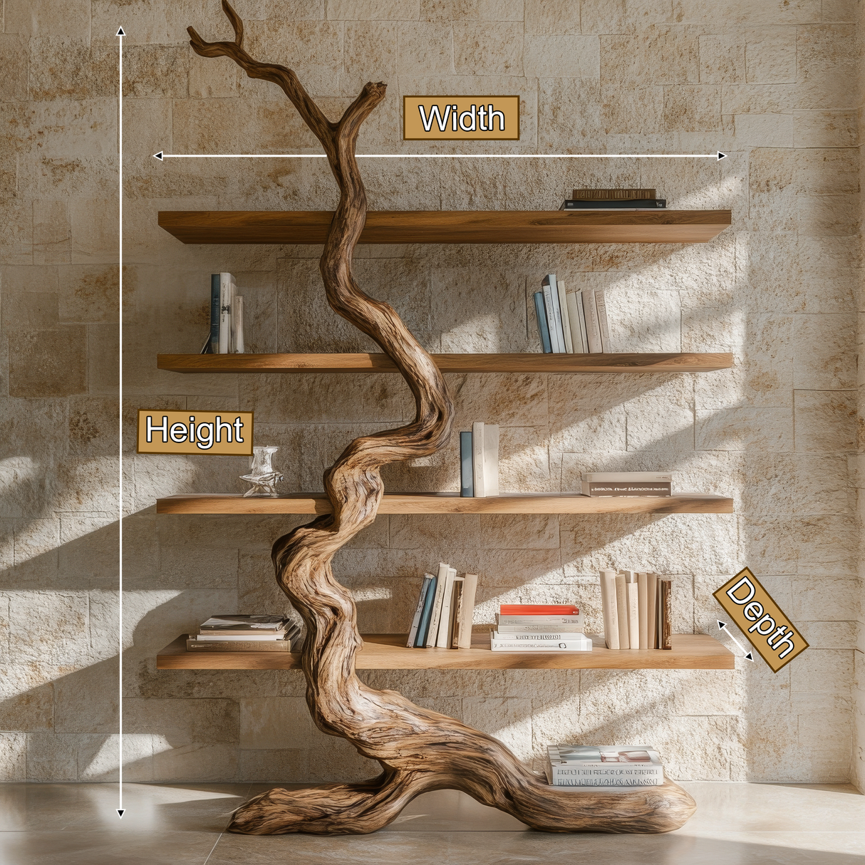 Driftroot Handcrafted Solid Wood Tree Bookshelf - Timberustic Tree Bookshelf