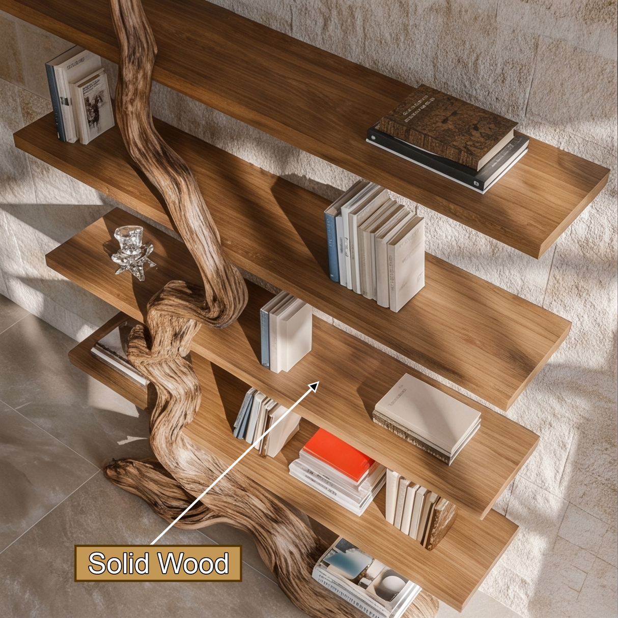Driftroot Handcrafted Solid Wood Tree Bookshelf - Timberustic Tree Bookshelf
